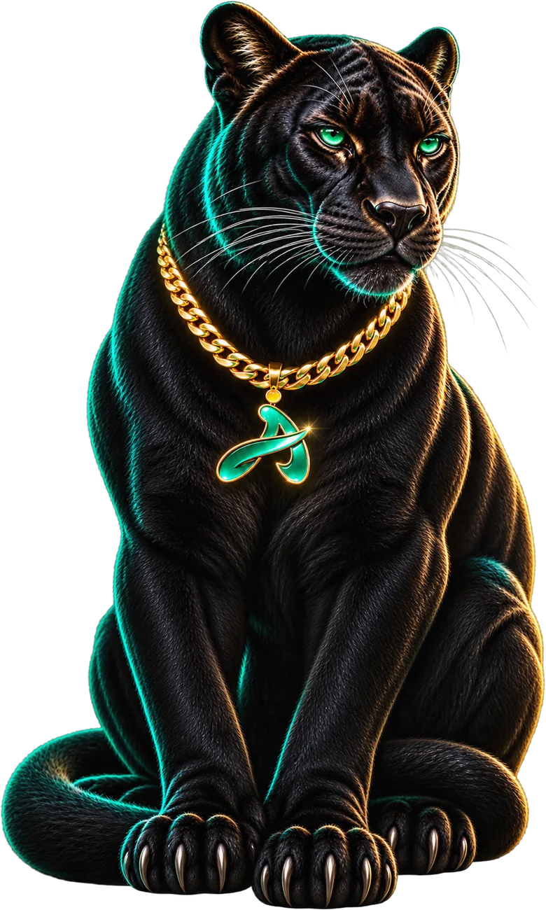 The IDigitalAKKi panther sitting calmly, like a guardian